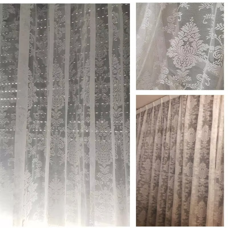Beautiful Sheer Lace Window Curtains with Flower Pattern
