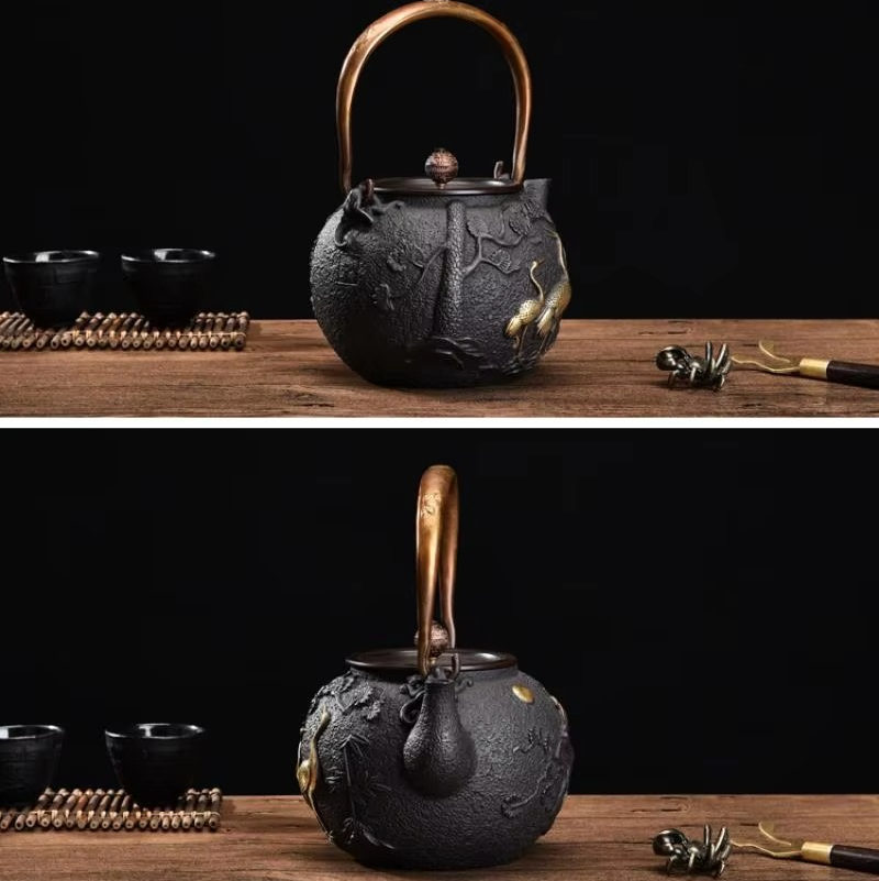 Traditional Cast Iron Japanese Tea Set, 44oz Tea Kettle