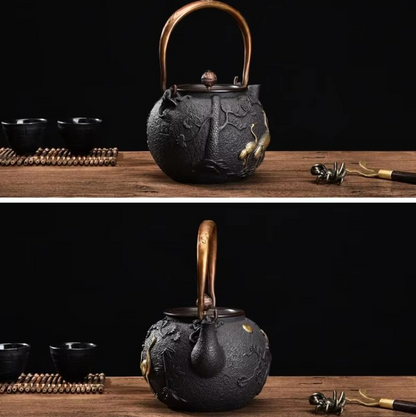Traditional Cast Iron Japanese Tea Set, 44oz Tea Kettle