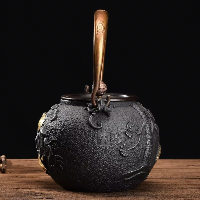 Traditional Cast Iron Japanese Tea Set, 44oz Tea Kettle - Hehif