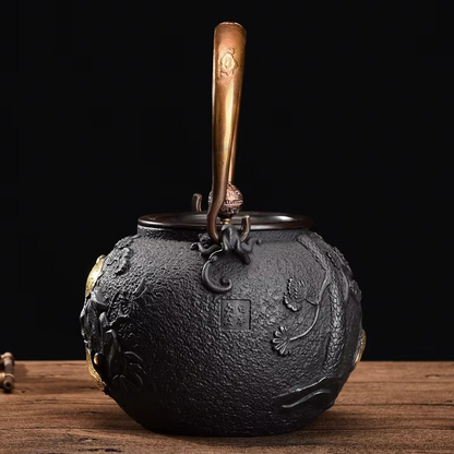 Traditional Cast Iron Japanese Tea Set, 44oz Tea Kettle - Hehif