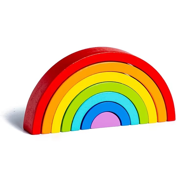 Colorful Wooden Bridge Building Blocks for Children