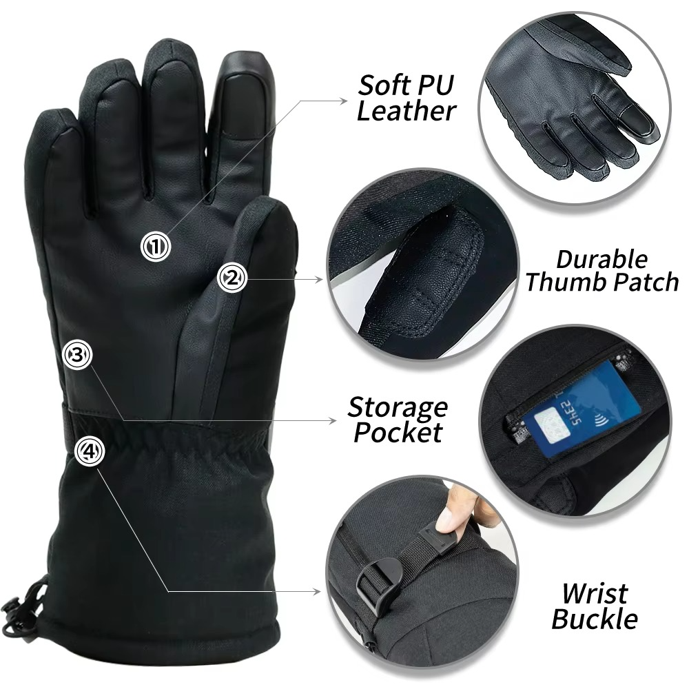 Warm Insulated Touchscreen Ski Gloves for Men Women