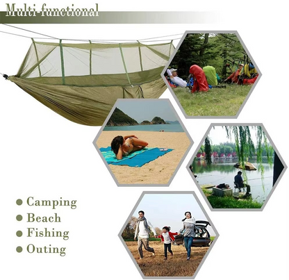 Compact 2-Person Camping Hammock with Bug Net