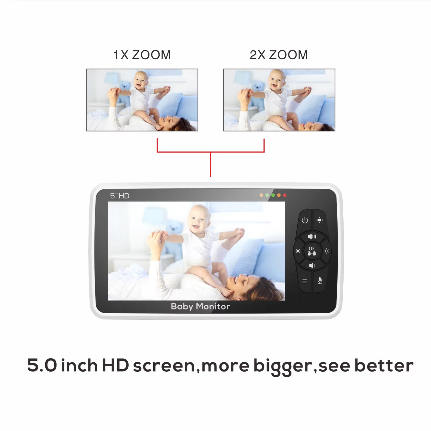 Large Screen Baby Video Monitor with Camera and Audio
