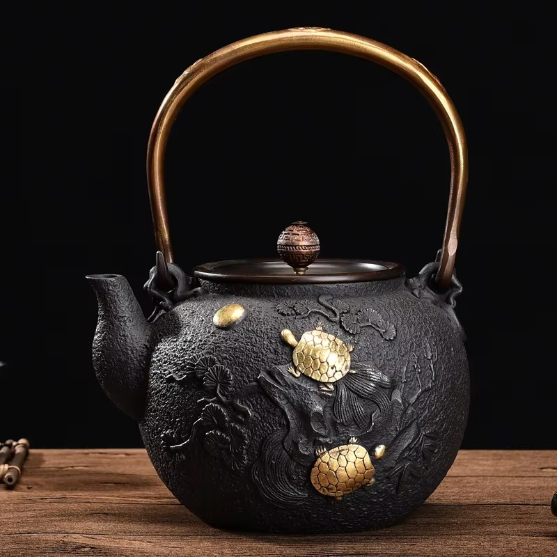 Traditional Cast Iron Japanese Tea Set, 44oz Tea Kettle