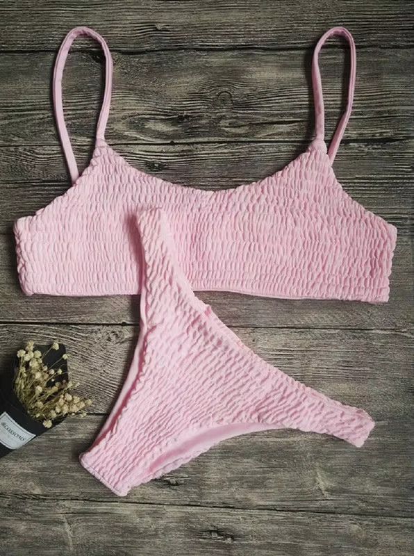 Women's Plunge Padded Ruffled Swimsuit Bikini Set