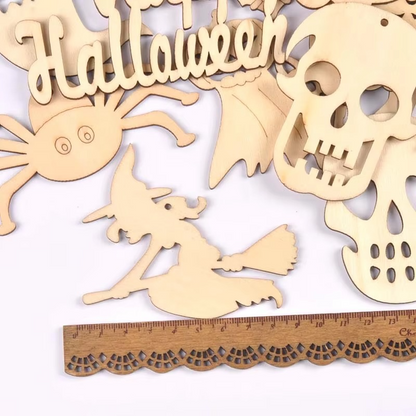 Spooky Wooden Decor Discs for Halloween Crafting