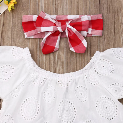 Cute Baby Girls Floral Romper Set with Headband