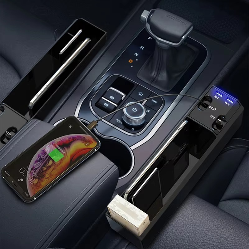 Car Organizer Storage Box with USB Charger - Hehif