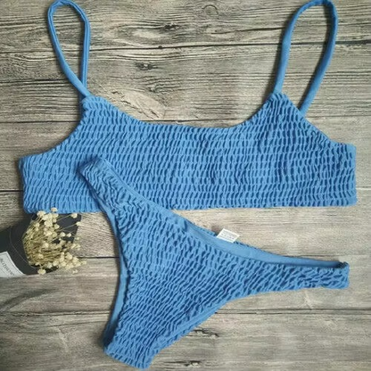Women's Plunge Padded Ruffled Swimsuit Bikini Set