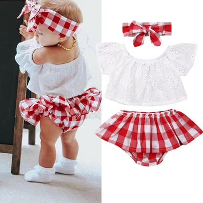 Cute Baby Girls Floral Romper Set with Headband