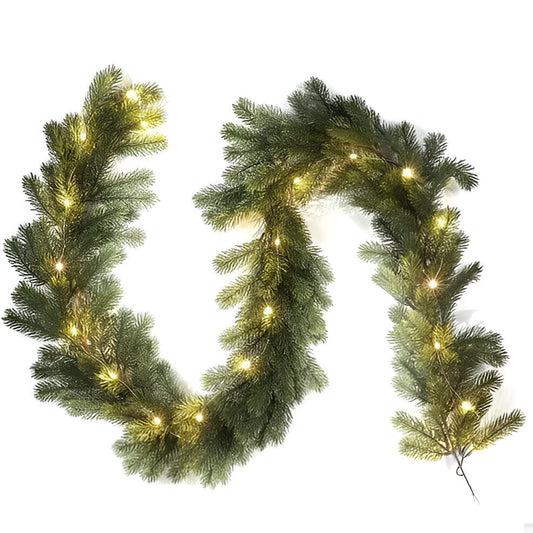 Traditional Christmas Wreath with Soft White LED Lights - Hehif