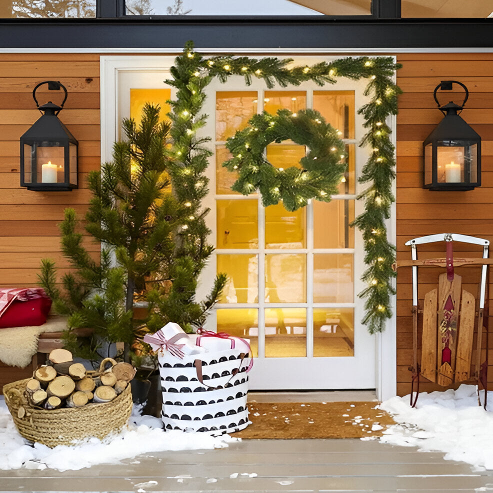 Traditional Christmas Wreath with Soft White LED Lights