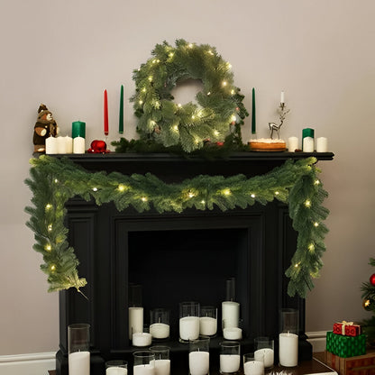 Traditional Christmas Wreath with Soft White LED Lights