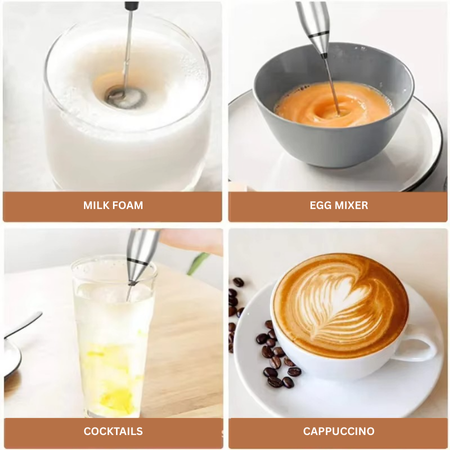 Compact Electric Milk Frother and Coffee Whisk Blender