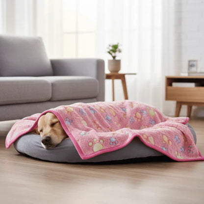 Soft Fleece Pet Throw with Cute Paw Pattern