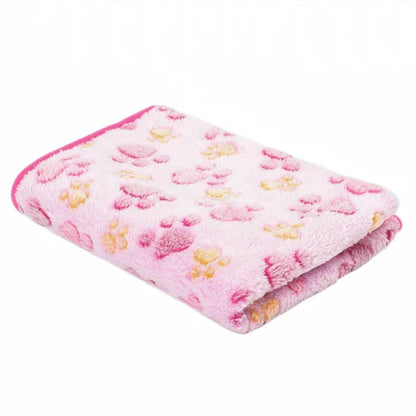 Soft Fleece Pet Throw with Cute Paw Pattern