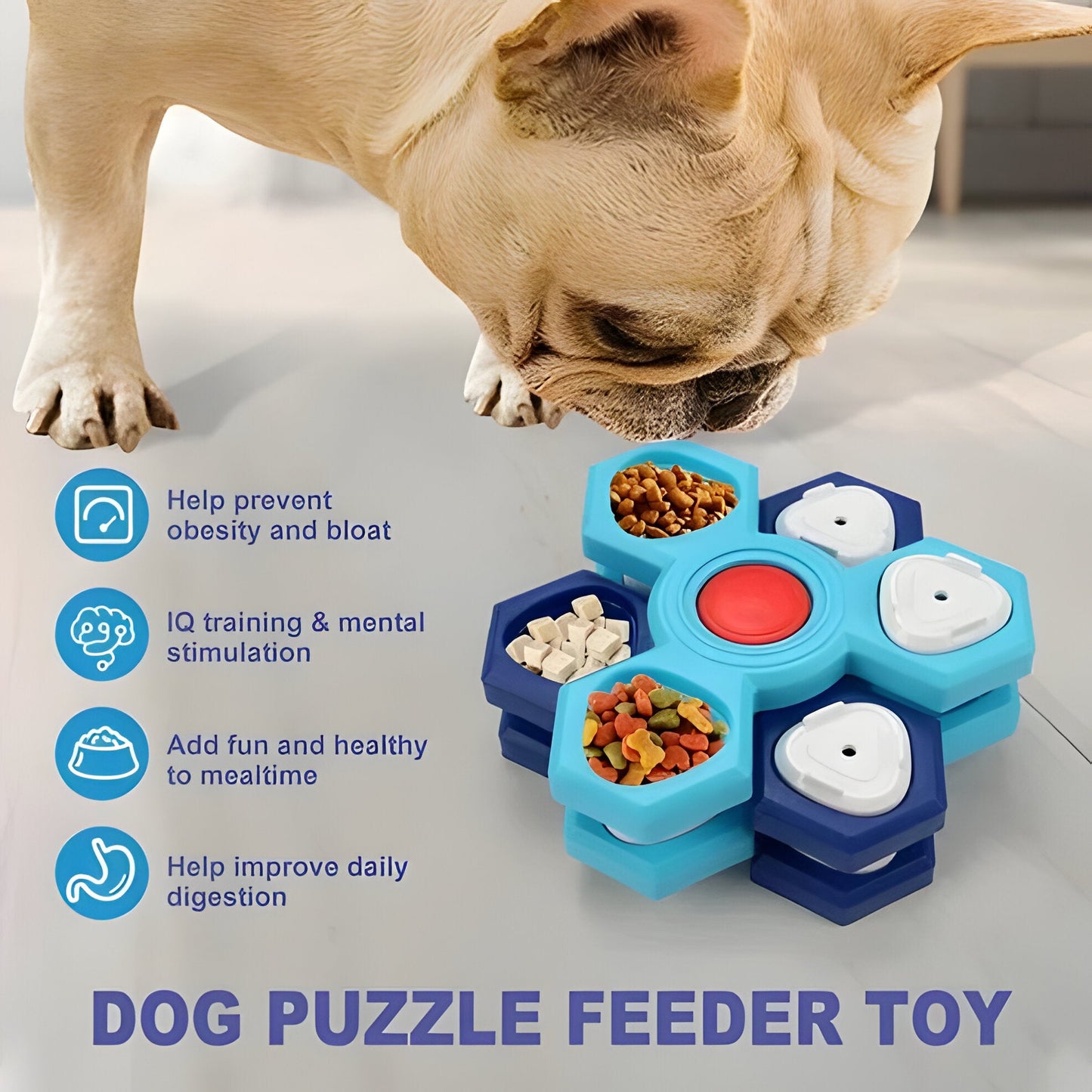 Fun Dog Food Puzzle Toy, Interactive Slow Feed Bowl