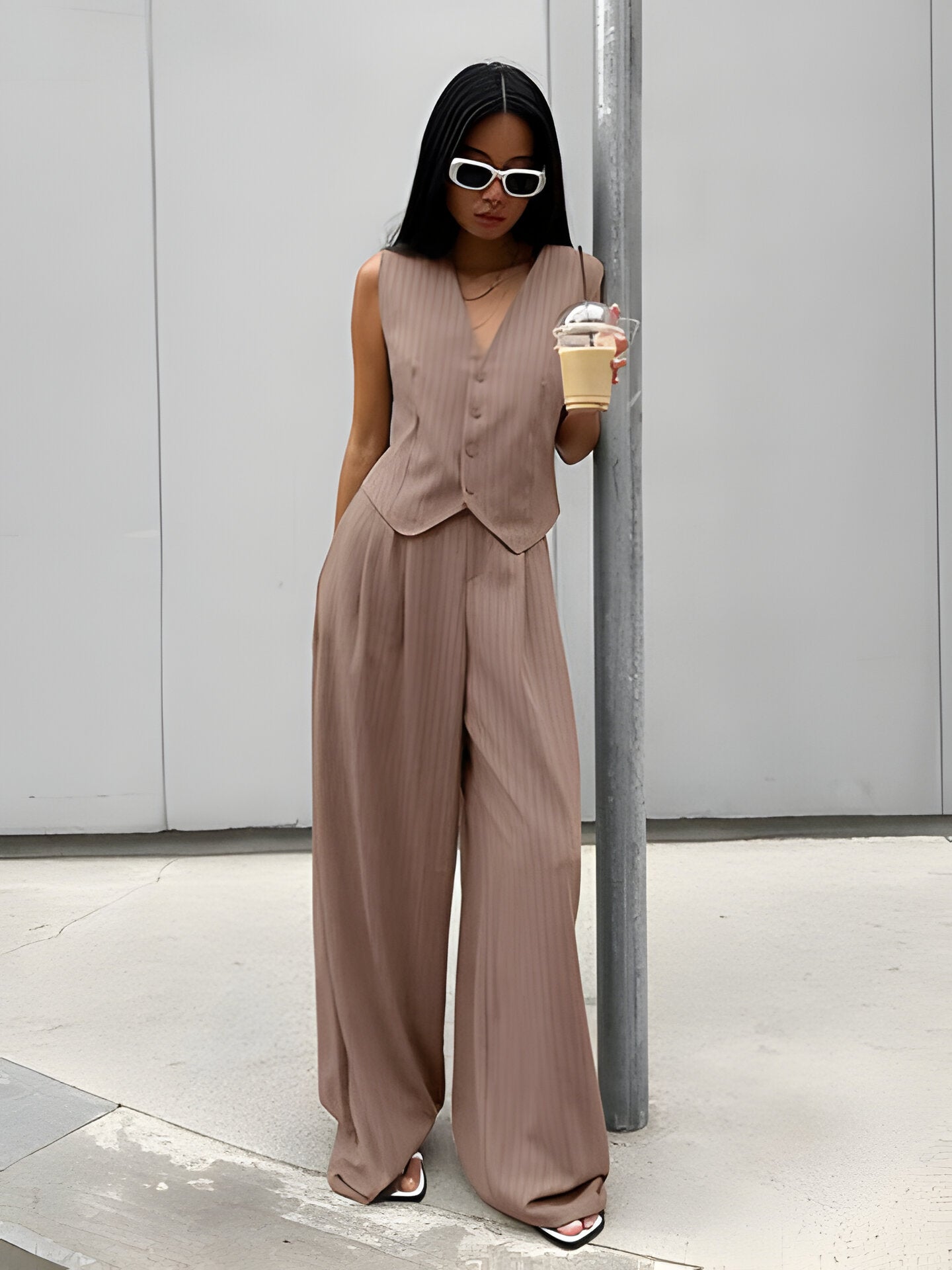 Classic Two Piece Pants Vest Outfit