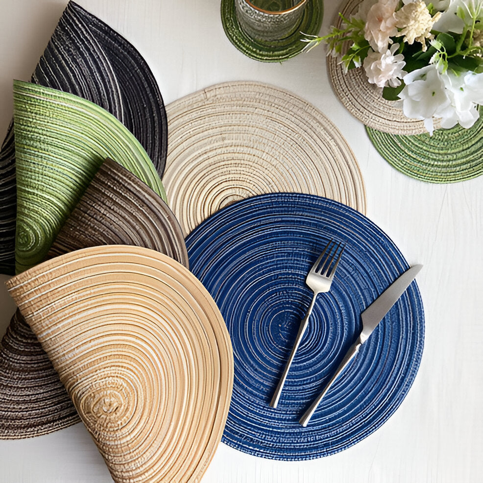 Natural Fiber Table Mats and Coasters Set
