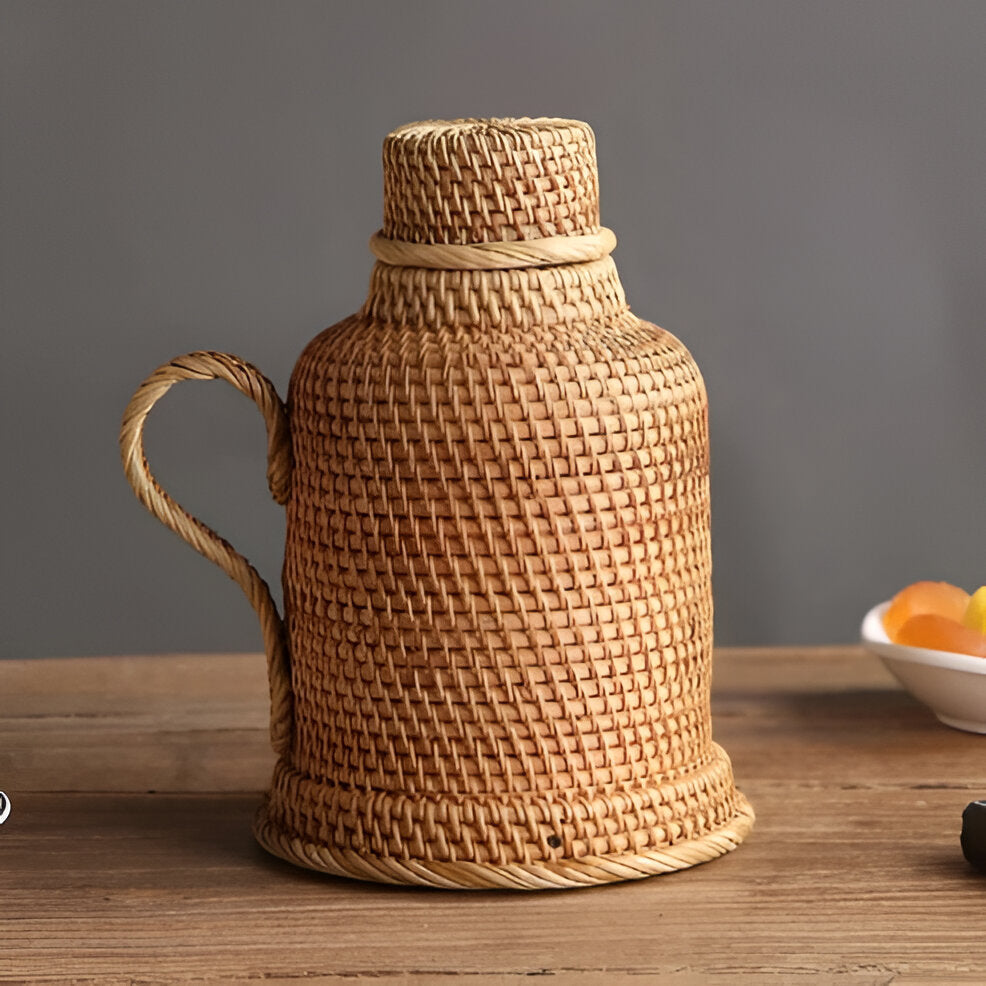 Large 34oz Vacuum Rattan Thermal Flask