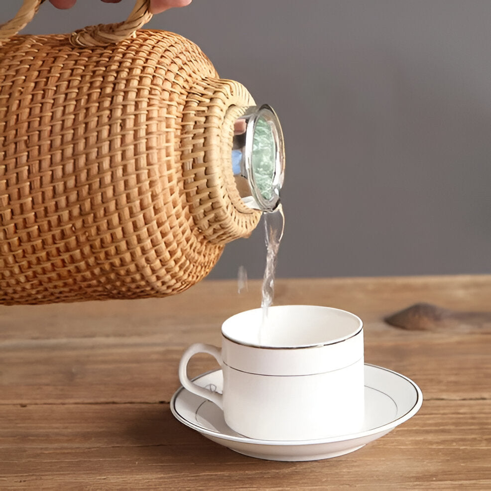 Large 34oz Vacuum Rattan Thermal Flask