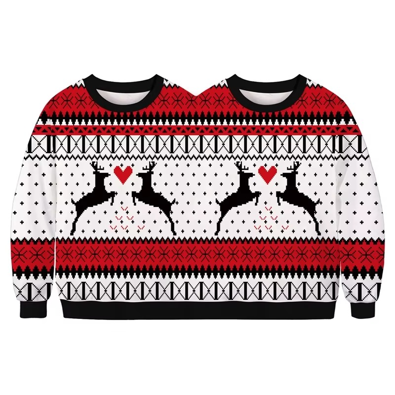 Funny Christmas Twin Sweater for Couples 3D Print