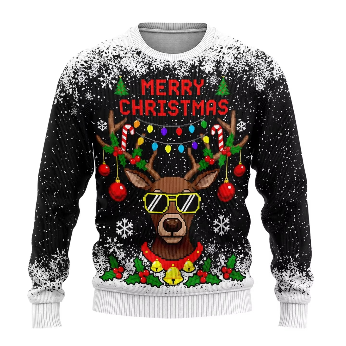 Fun Reindeer Festive Holiday Sweatshirt for Men Women