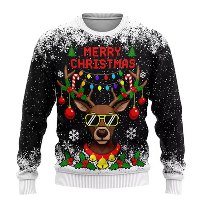 Fun Reindeer Festive Holiday Sweatshirt for Men Women