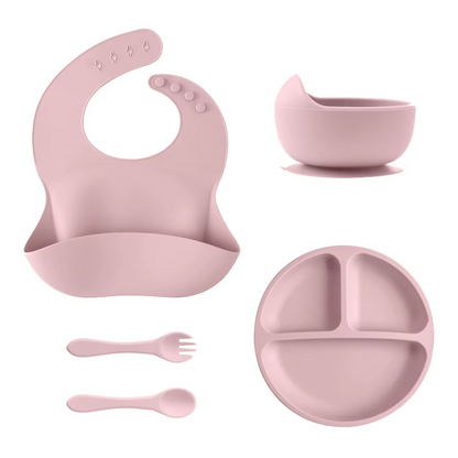 Soft Silicone Baby Feeding Set with Bowl and Utensils
