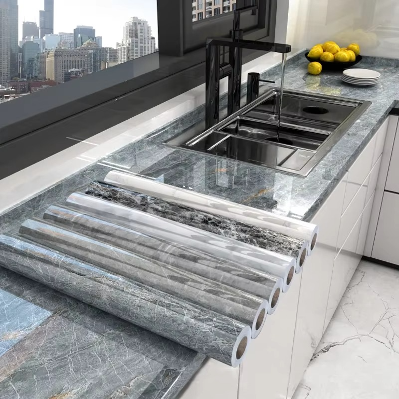 Easy Peel Stick Vinyl Wall Covering for Bath and Kitchen