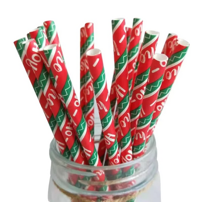Vibrant Holiday Paper Straws 25ct Disposable Party Straws
