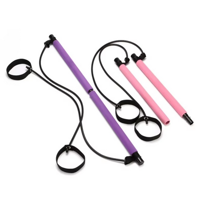 Compact Home Gym Exercise Bar with Resistance Bands - Hehif