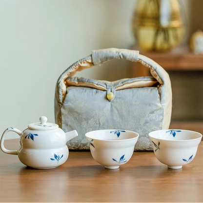 Colorful Floral Ceramic Tea Set with Teapot and Mugs - Hehif