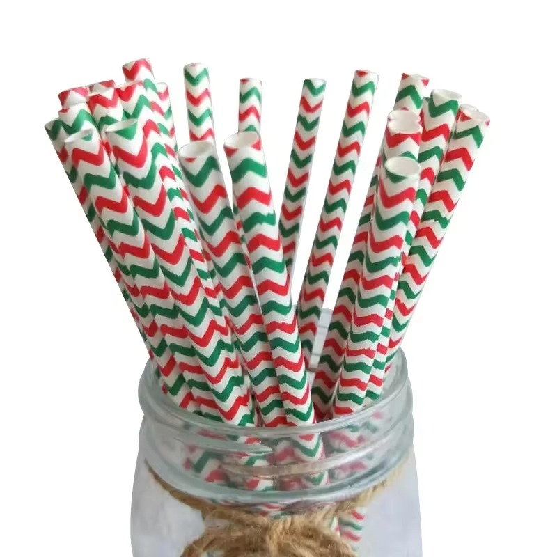 Vibrant Holiday Paper Straws 25ct Disposable Party Straws