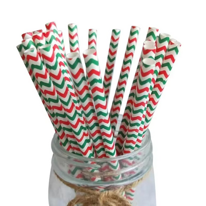 Vibrant Holiday Paper Straws 25ct Disposable Party Straws