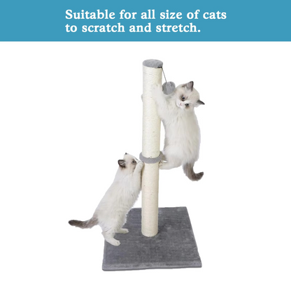 Natural Fiber Cat Tower with Hanging Toy