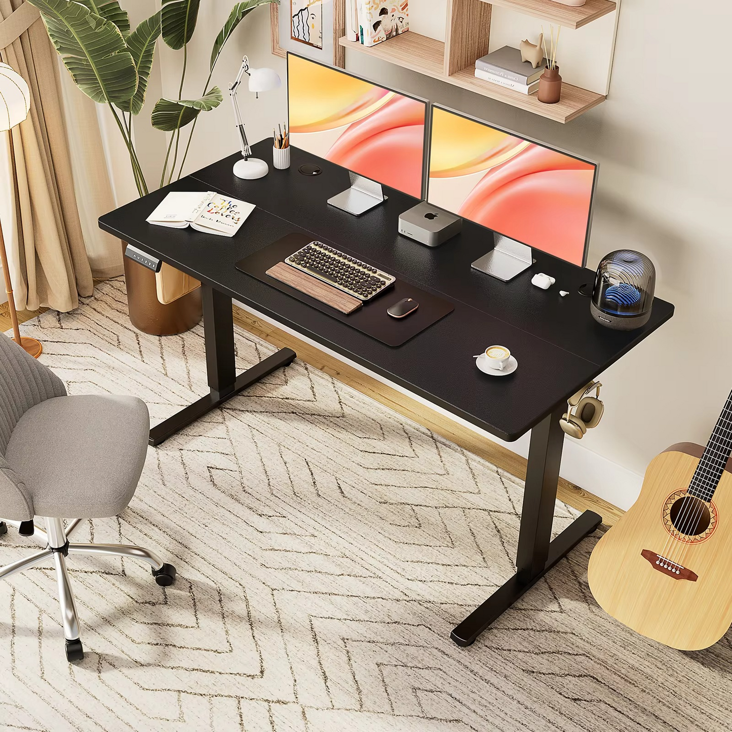 Space Saving Motorized Stand Up Desk 63x24