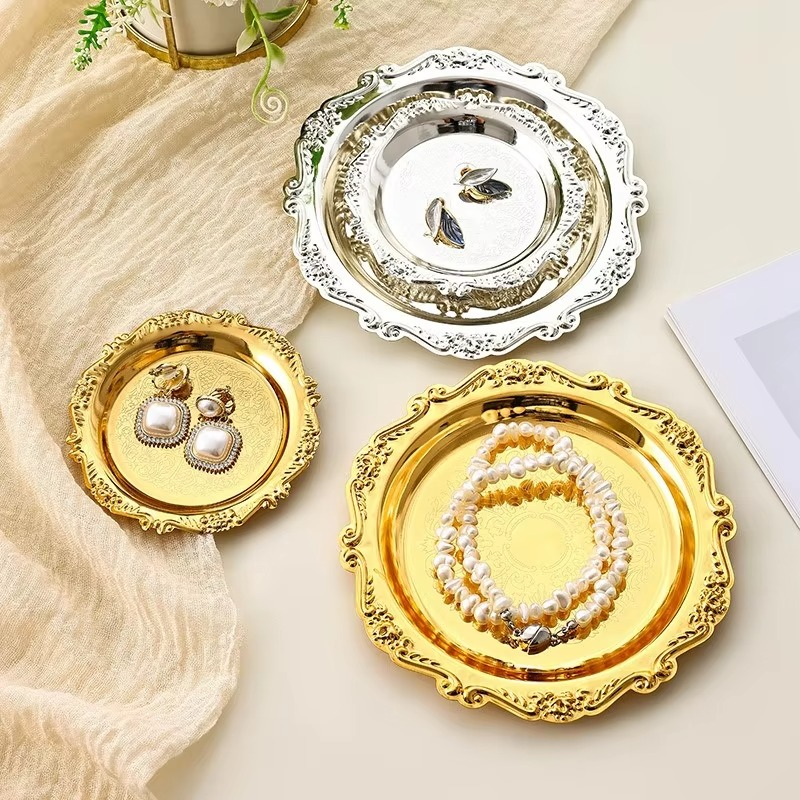 Elegant Metal Serving Tray for Cake and Dessert Display