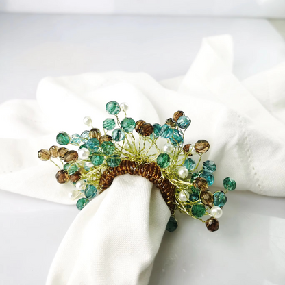 Vibrant Beaded Napkin Holders Set of 4