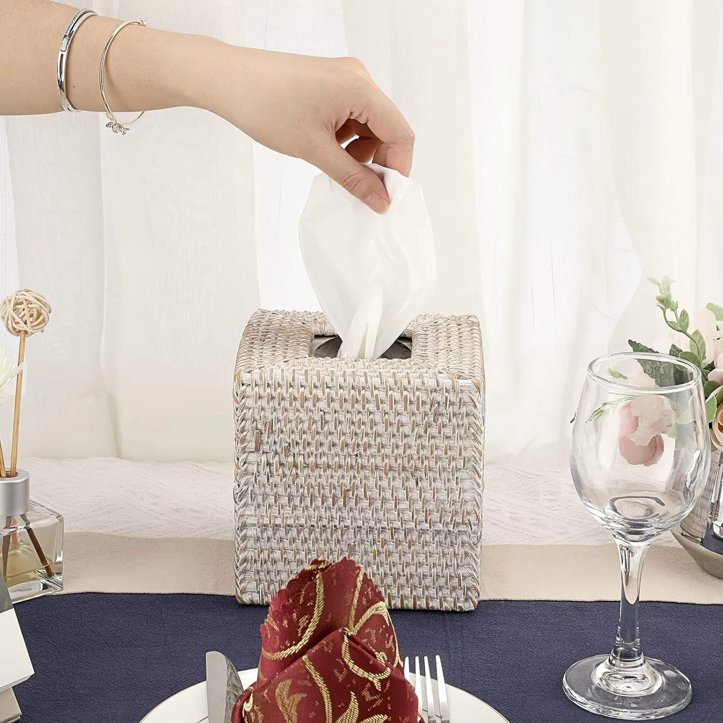 Natural Woven Square Tissue Holder Box