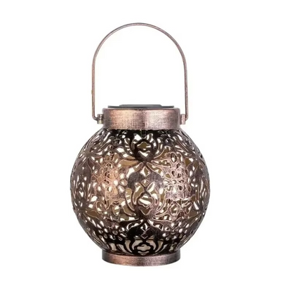 Rustic Solar Powered Garden Lantern for Yard Decor