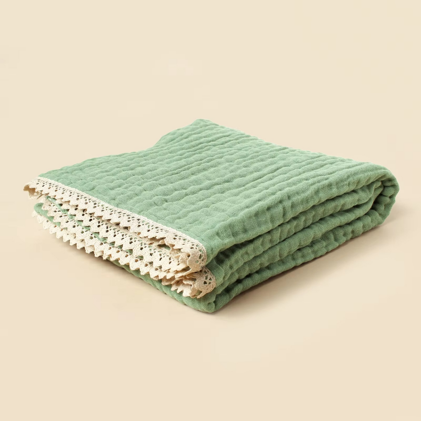 Soft Cotton Baby Swaddle Blanket with Delicate Lace Trim