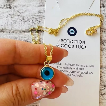 Protective Eye Bar Necklace in Silver Tone Steel