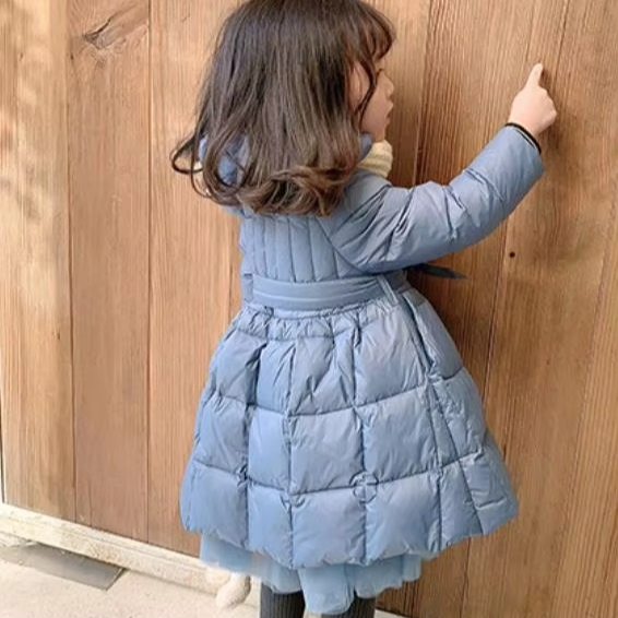 Warm Baby Girls Parka Coat with Mesh Detailing