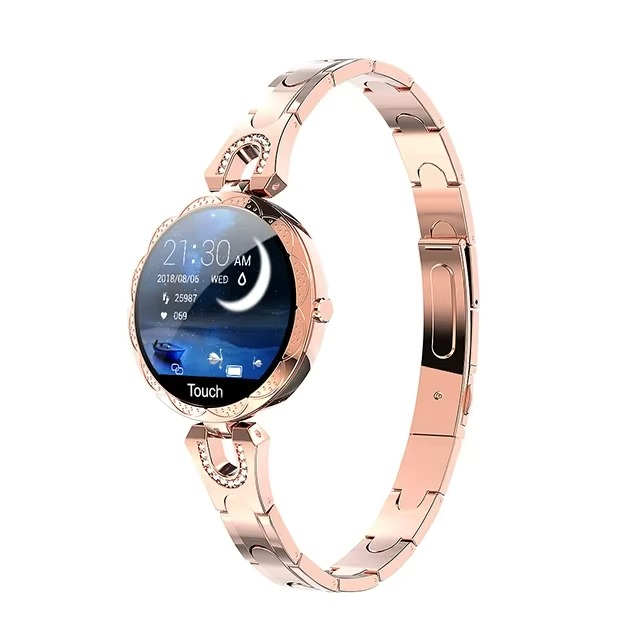 Stylish Ladies Smartwatch with Gemstone Face and Fitness Tracker