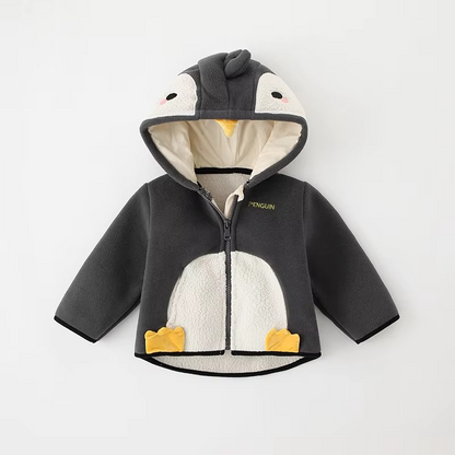 Warm Kids Fleece Hoodie with Fun Dino Print