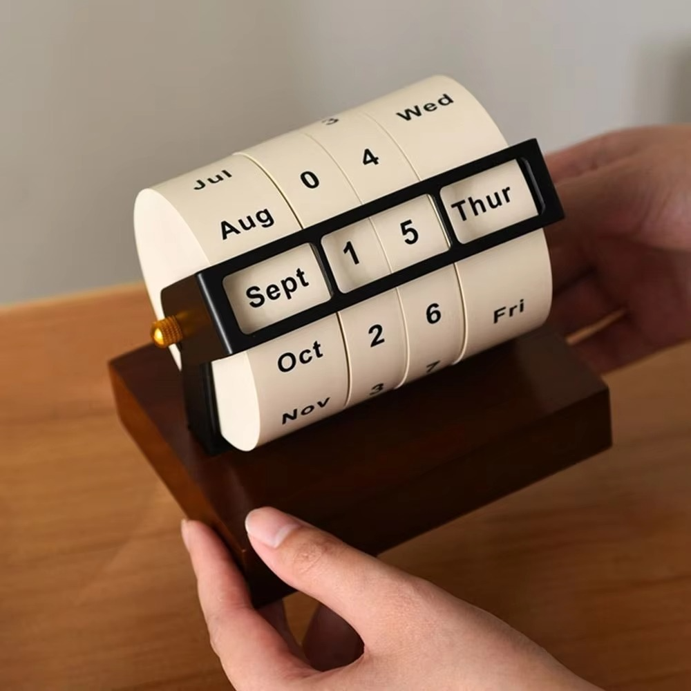 Classic Wooden Flip Calendar Desk Organizer