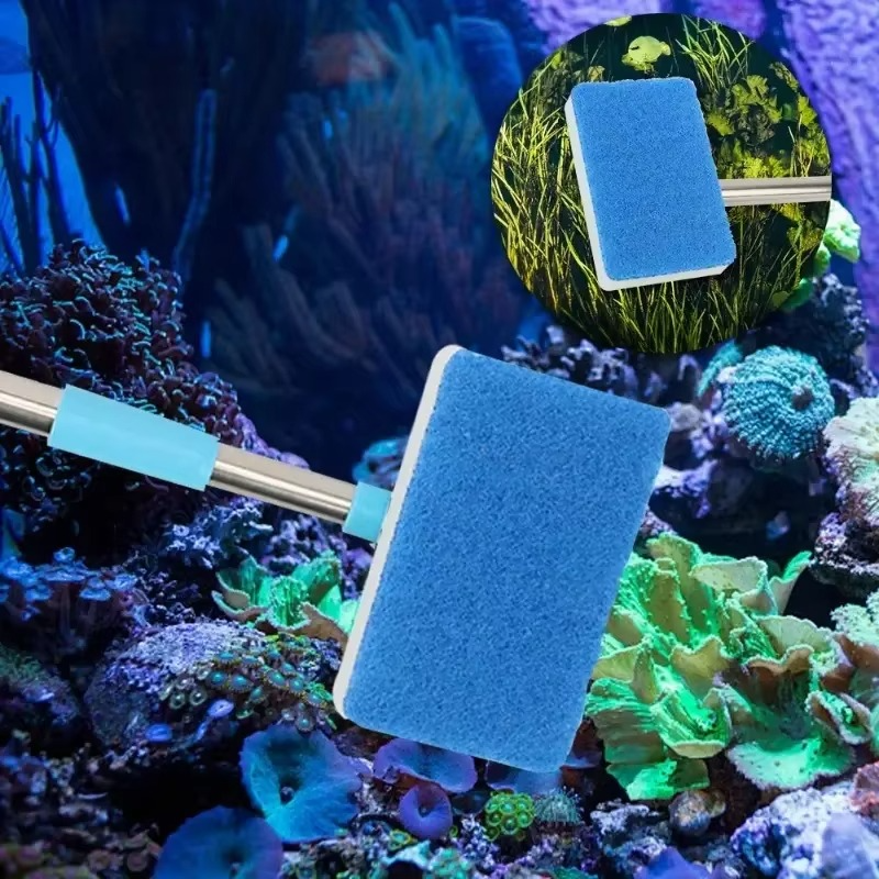 Flexible Fish Tank Cleaner with Adjustable Scrubber Head - Hehif